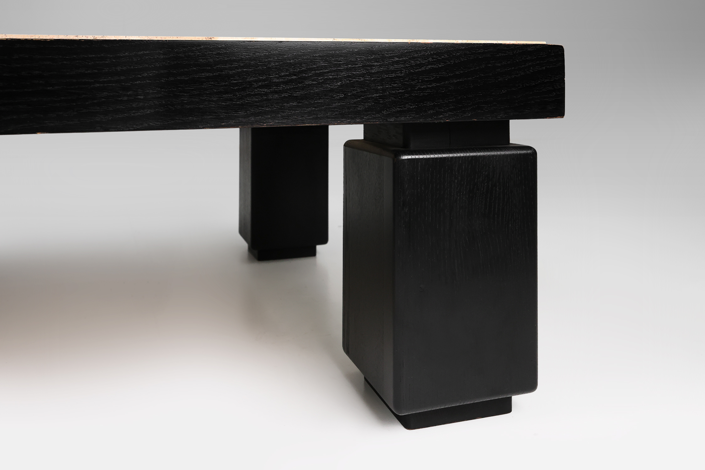 Mid-Century Coffee Tables in Oak with Travertine Tops, 1980s, Set of 2thumbnail